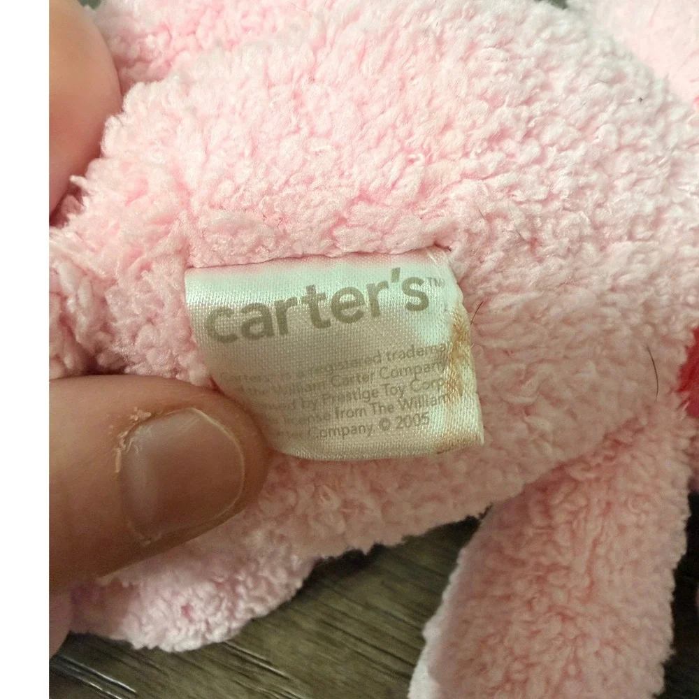 Vintage 2005 Carter's Pink Lamb Plush Sheep Embroidered Flowers Floppy Toy Lovey